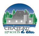 Logo actuel du 112e : le château d'eau entouré de sapins, aux couleurs bleu, vert, blanc et gris